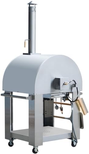 KOSTCH 32.5 inch Wood Fired and Propane Gas Pizza Oven for Outdoor Kitchen in Stainless Steel, Large Pizza Oven for Outside, Yard and Party (Stainless Steel) - Image 3