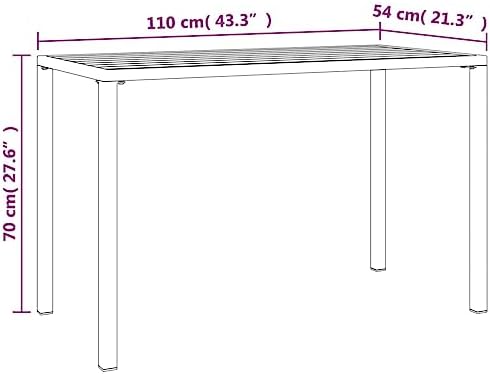 qiangxing Patio Dining Table Outdoor Dining Tables Patio Dining Table Outdoor Furniture Table Patio Outdoor Dining Table Anthracite 43.3"x21.3"x27.6" Steel - Image 2