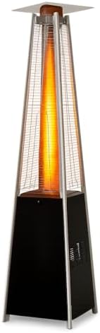 BTExpert 48000 BTU Pyramid Patio Heater for Outdoor Double Layer Stainless Steel Burner Triple Protection System Quartz Glass Tube Propane Heater for Home & Commerical Black by BTEXPERT