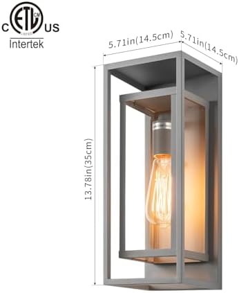 mirrea 14" Modern Outdoor Porch Wall Light, Matte Gray, 2 Pack - Image 4