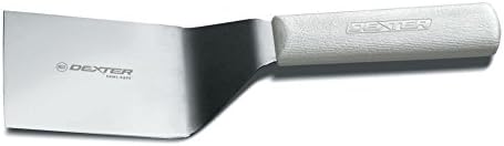 Dexter Outdoors S286-4 Sani-Safe 16343 Hamburger Turner, 4" x 3" Stiff Offset High Carbon Stainless Steel Blade, Textured White Handle, Grill Spatula for Flat-Top Cooking, NSF, USA Made by Dexter+Outdoors