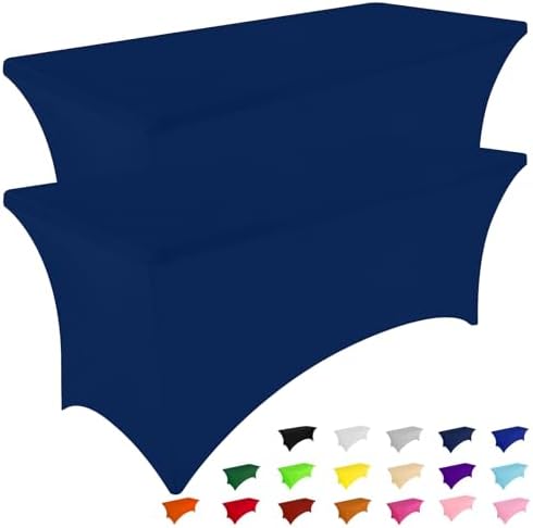 Smiry 2 Pack Spandex Table Cloth 4FT, Elastic Fitted Navy Tablecloth by Smiry