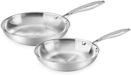Suteck Tri-Ply 304 Stainless Steel Frying Pan Set, 8 & 10 Inch 2 Piece by Suteck