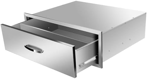 Pull Out Trash Drawer, Lower Sliding Rails Stainless Steel Roll Out Trash Bin Pull Out Tray With Handle For Outdoor Kitchen BBQ Island Grill Station,Single Drawer - Image 7