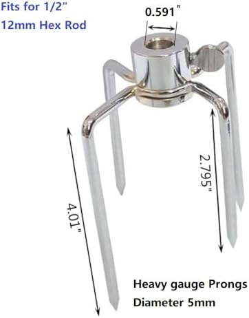 4 Pack Stainless Steel 304 Universal Grill Rotisserie Meat Forks Set - Fits 1/2-Inch and 3/8-Inch Hexagon & 3/8-Inch and 5/16-Inch Square & 1/2-Inch Round Spit Rods - Image 2