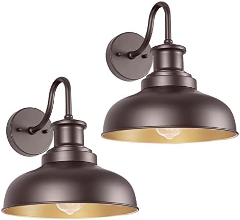 Outdoor Barn Lights Outdoor Wall Sconces Farmhouse Exterior Wall Mount Light Vintage Wall Lighting Fixture Industrial Bronze Lantern for Porch Entryway Garage Patio, 2 Pack by Diyel