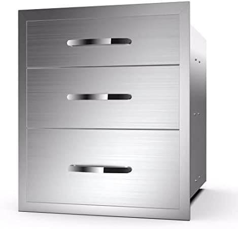 Outdoor Kitchen Drawers 20W x 27H x 23D Inch, Flush Mount Access BBQ Island Drawers for Outdoor Kitchens or BBQ Island Patio Grill Station by KODOM