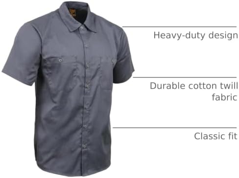 Milwaukee Leather MDM11668 Men’s Grey Button-Up Heavy-Duty Work Shirt - Classic Mechanic Shirt w/Pockets - Image 4