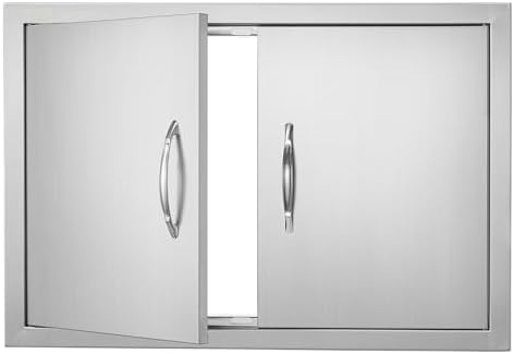 VEVOR BBQ Access Door, 28W x 19H Inch Double Outdoor Kitchen, Stainless Steel Flush Mount, Wall Vertical with Handles, for BBQ Island, Grilling Station, Outside Cabinet by VEVOR