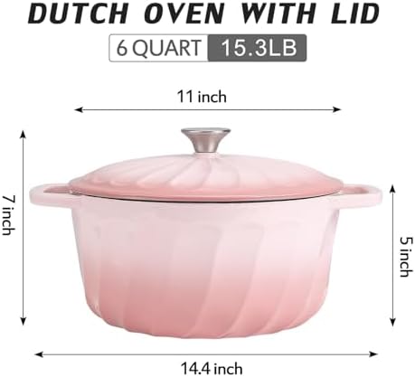 Enameled Cast Iron Dutch Oven Pot with Lid, 6 QT Large Dutch Oven - Image 2