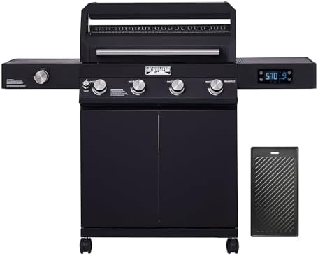 Monument Grills Denali Series, 4-Burner Liquid Propane Gas Smart bbq Grill Denali 425 with Cooking Plate(2 Items) by MonumentGrills