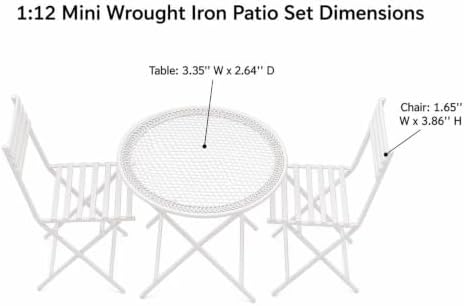 Miniature Dollhouse Furniture 1 12 Scale Bistro Set Metal Table & Chairs - Image 3