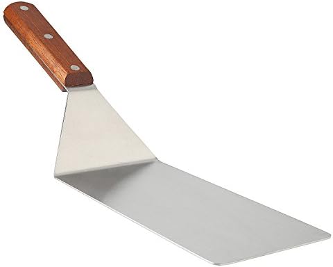 8” Extra-Large Sturdy Stainless Steel Spatula Hamburger Turner with Strong Wooden Handle – Professional Commercial Food Flipper Scraper for Grilling Cooking, Baking for Your Flat Top Restaurants by Homistyles