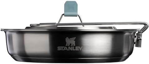 Stanley Wildfare Core 12-Piece Stainless Steel Fry Pan Cook Set | 1 qt Fry Pan with Fold & Lock Handle | Plates, Utensils, Spatula | Camping Essentials for Your Camp Kitchen | BPA-Free by Unknown