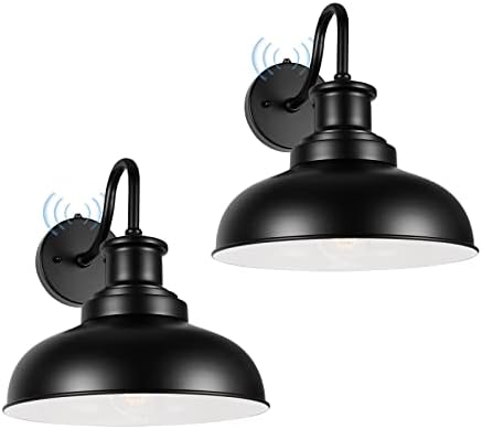 Dusk to Dawn Outdoor Barn Lights, Outdoor Wall Sconces Farmhouse Exterior Wall Mount Light, Vintage Outside Lighting Fixtures, Industrial Black Lanterns for Porch Garage Patio, 2 Pack by Diyel