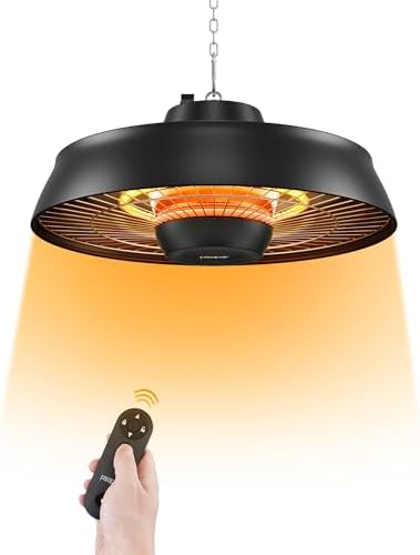 PASAPAIR 1500W Carbon Infrared Hanging Patio Heater, 3-Second Warmth, Black by pasapair