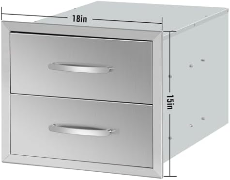 18" W x 15" H x 23" D Outdoor Kitchen Double Drawers - Image 2