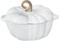 Flavehc Pumpkin Cast Iron Dutch Oven, 3.3 Qt, White, Enameled, with Lid by FLAVEHC