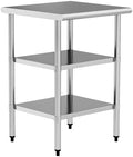 Stainless Steel Work Table 24 x 24 Inch with 2 Adjustable Undershelves, Heavy-Duty Metal Prep Table for Commercial Kitchen & Restaurant, Garage, Outdoor by Chingoo