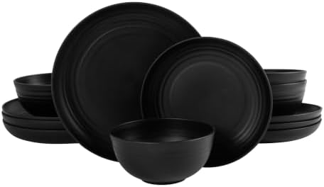 Gibson Home Plates and Bowls Set, 12 Piece Wheat Straw Dinnerware for 4 by GibsonHomewares