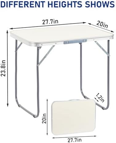 Outvita 2.3ft Portable Folding Camping Table Lightweight Suitcase White - Image 3