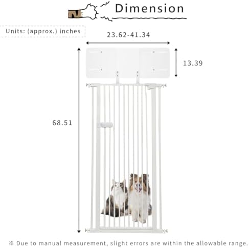 Lumizone Extra Tall Cat Gate 2025 New 55.12" High 29.92"-34.24" Wide + Height Extension Kit - Image 2