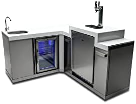 Mont Alpi Bar Series MA-BEV90KEG 90 Degree Stainless Steel Outdoor Rated 3 Beer Tap Kegerator Keg Dispenser + Wine Cooler Beverage Center Refrigerator + Granite Countertops + Faucet & Sink - Image 2