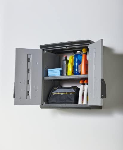 Rubbermaid Wall Mounted Storage Cabinet with Doors 150-Pound Capacity Gray Lockable Three-Shelf Cubbard for Tools/Car Accessories/Cleaning in Home/Garage/Outdoor Areas - Image 7