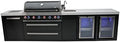 Mont Alpi 132"W x 23"D x 46"H Black Stainless Steel Modular Outdoor Kitchen Island + 2 Refrigerators + Beverage Center Faucet & Sink + 44"W 6-Burner BBQ Grill + Granite Countertops + Storage + Cover by MontAlpi