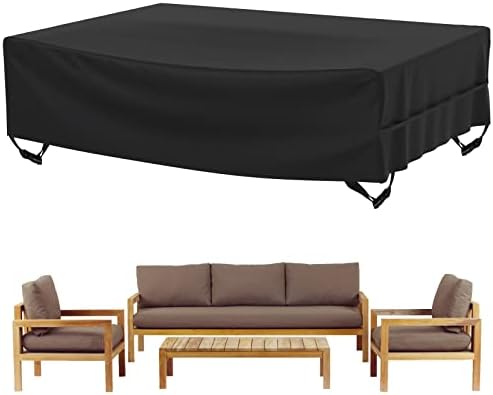 Velway Patio Furniture Cover Outdoor Waterproof Rectangular Patio Table Chair Sofa Set Cover, 108" Lx82 Wx28 H, All Weather Oxford Tear-Resistant Material with Zipper Carrying Bag Windproof Buckles by Velway