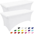 Smiry 2 Pack Spandex Table Cloth 34x34in, Elastic Fitted White Tablecloth by Smiry