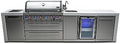 Mont Alpi 132"W x 23"D x 46"H Deluxe Stainless Steel Outdoor Kitchen Island with Refrigerator Faucet & Sink Combo + 44"W 6-Burner BBQ Grill + Granite Countertops + Storage Cabinets + Drawers + Cover by MontAlpi