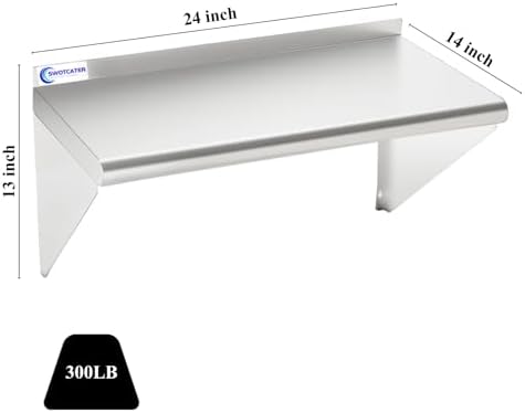 Stainless Steel Shelf 2 Pack 14"x24", Wall Mounted Metal Shelves - Image 3