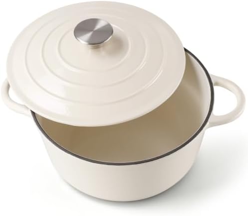 Leonyo 4-Quart Enameled Cast Iron Dutch Oven Pot with Lid, Light Sandalwood by Leonyo