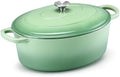 E-far 7QT Oval Dutch Oven Pot with Lid, Green Enameled Cast Iron Dutch Oven by E-far