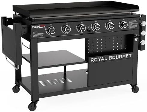 Royal Gourmet GB6000 6 Burner Propane Gas Griddle with Folding Side Tables by RoyalGourmetCorp