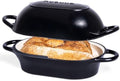 nuovva Dutch Oven For Sourdough Bread Baking – Enamelled Cast Iron Bread Loaf Pot – Oven Safe Non Stick Bread Pot – Rectangular, Black, 24cm x 16cm by Nuovva