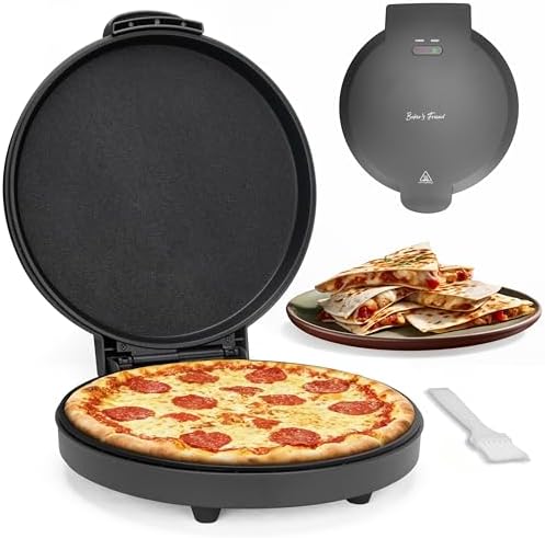 Baker’s Friend Countertop Pizza Maker Electric, 12 Inch Pizza Maker Machine for Home, Quesadilla Maker, Non-stick Cooking Plates,Horno Para Pizza, 1400W, Graphite by Baker%27s+Friend