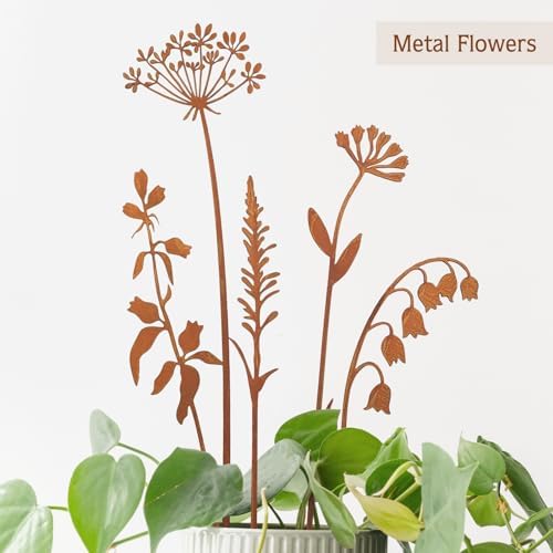 Metal Flowers for Outside,Decorative Garden Stakes,Flower Bed Decor Plant Stakes,Metal Art for Outside,Yard Art Outdoor for Lawn Yard, Walkway and Flower Garden - Image 3