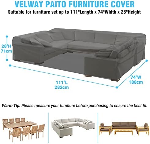 Patio Furniture Covers Waterproof Outdoor Table Cover 111"L x 74"W x 28"H - Image 2