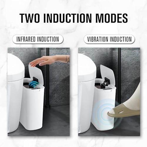 Cesun Automatic Small Bathroom Trash Can with Lid, 2.6 Gallon, White - Image 5