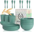 Wheat Straw Dinnerware Sets, Homienly 20pcs Unbreakable Microwave Dishwasher Safe Tableware Lightweight Bowls, Cups, Plates Set Reusable Dinner Plates Bowls set (Green) by HOMIENLY