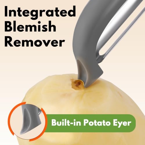 Rainspire Vegetable Peeler Potato Peelers for Kitchen, Sharp Stainless Steel Blades Veggie, Comfortable Handle Fruit Peeler, Carrot Peeler Apple Peeler Dishwasher Safe (1, Grey) - Image 5