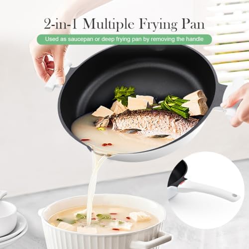 14 Inch Large Deep Frying Pan Skillet with Lid, Saute Pan Nonstick - Image 2