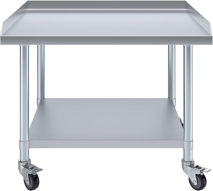 36" x 30" Stainless Steel Equipment Stand with Undershelf and Casters NSF - Image 2