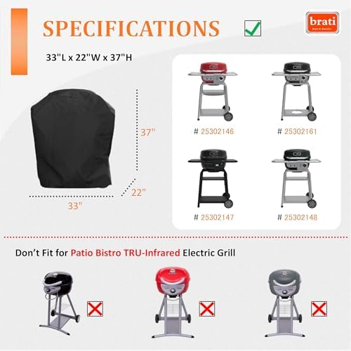 CB1250073P4 Grill Cover for Char Broil Bistro Pro Electric Grill Griddle,33 Inch Charbroil Bistro Pro Performance Grill Cover Accessories - Image 2