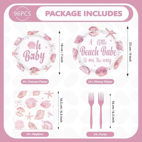 96Pcs Under The Sea Seashell Party Supplies Girls Kids Serves 24 - Image 6