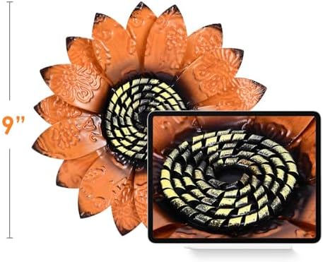 YEAHOME Sunflower Wall Decor - 9 inch Metal Flower Wall Art Decorations, Sunflower Yard Garden Decor Hanging for Kitchen, Bathroom, Bedroom, Set of 3 Handmade Gift for Home, Indoor or Outdoor - Image 3