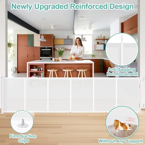EZIGO 150 Inch Retractable Baby Gates Extra Wide Reinforced Baby Dog Gate - Image 3