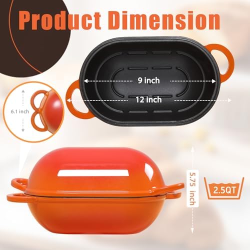 2.5 QT Enameled Cast Iron Sourdough Bread Oven, Loaf Pan with Lid - Image 2